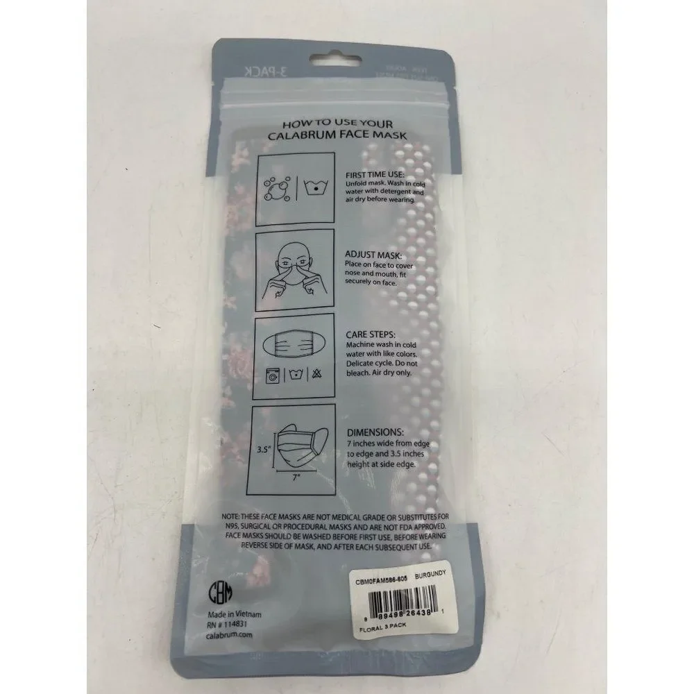 Calabrum Reversible Face Mask 3-Pack OSFM